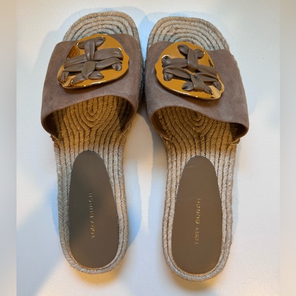 Tory Burch Woven Double T Espadrille Slide Sandal - Picture 4 of 5